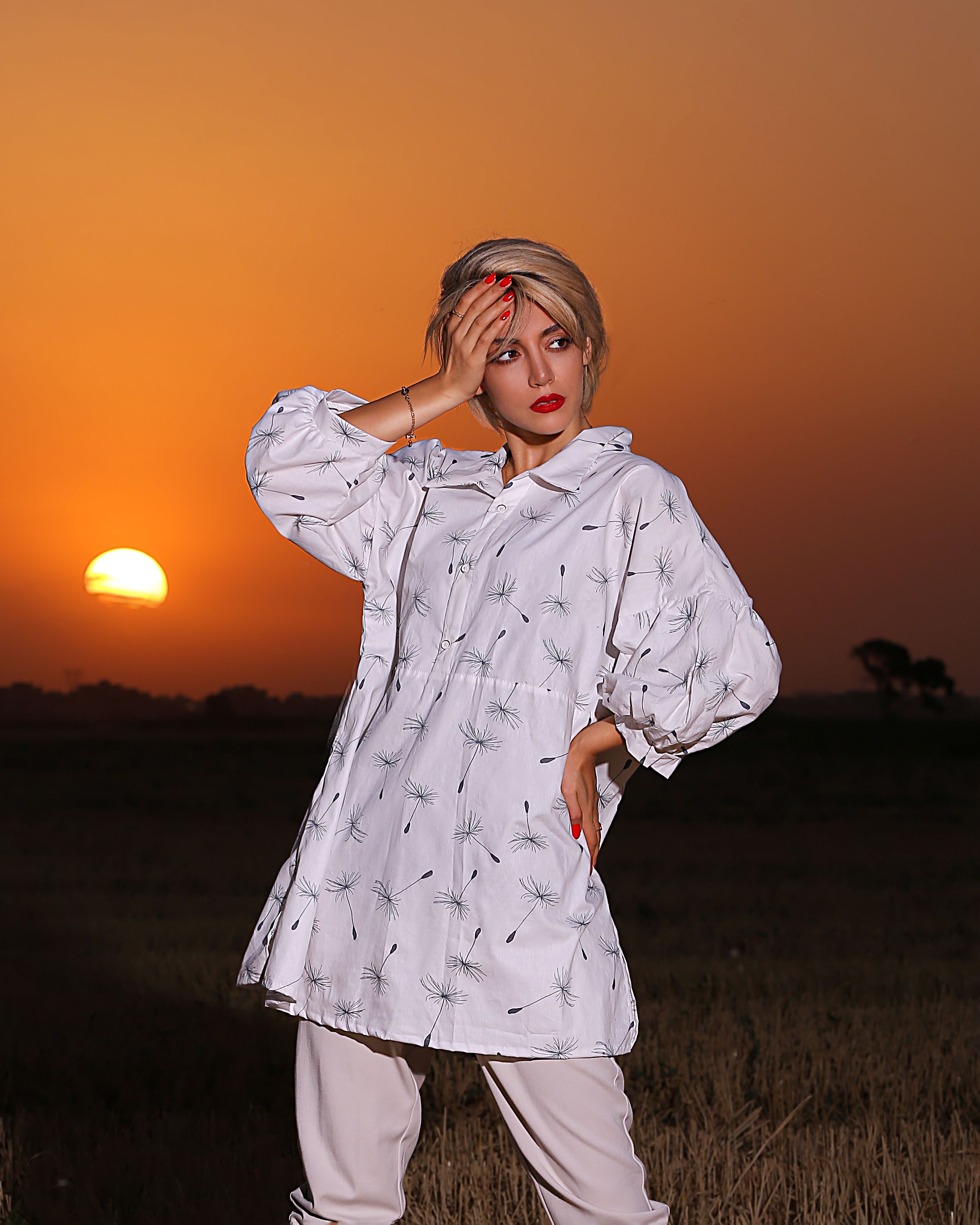 A Blonde Woman Posing on a Grass Field during Golden Hour · Free Stock ...