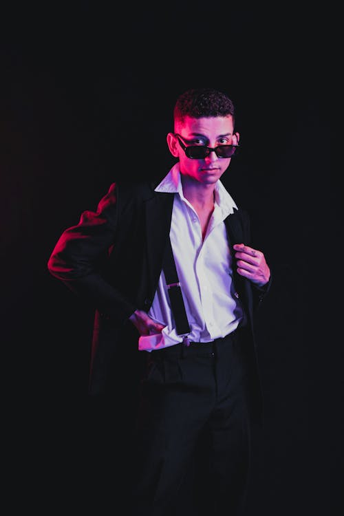 Man Wearing a Blazer and Sunglasses posing