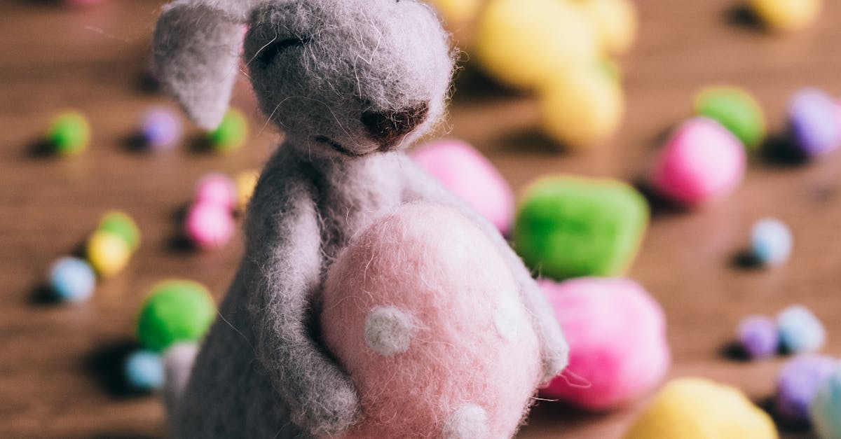 Gray Rabbit Plush Toy Holding an Egg