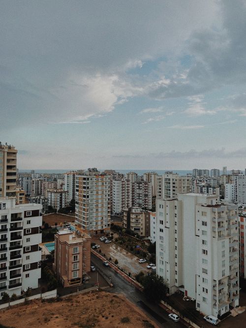 Free Stunning aerial shot showcasing the skyline and modern apartment buildings of Yenişehir, Mersin, Turkey. Stock Photo