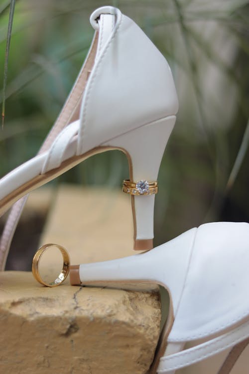 White Leather Peep Toe Heeled Footwear 