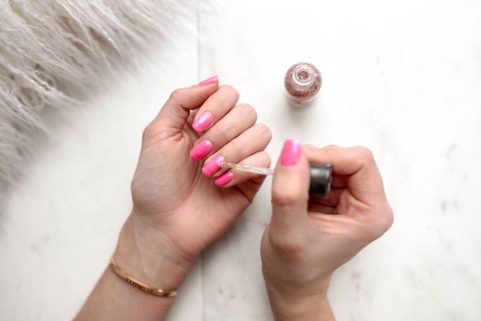 Glitter nail polish application