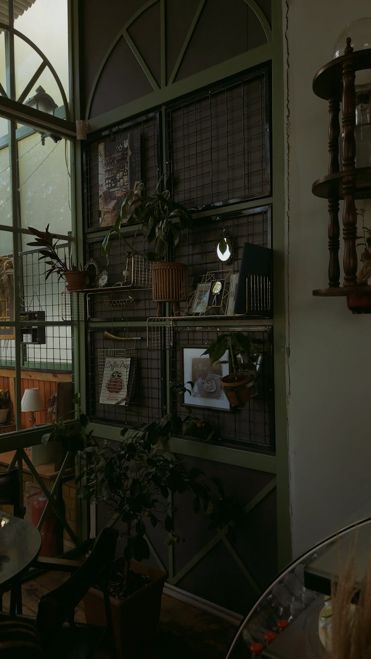 Potted Plants Mounted In A Screen Wall 