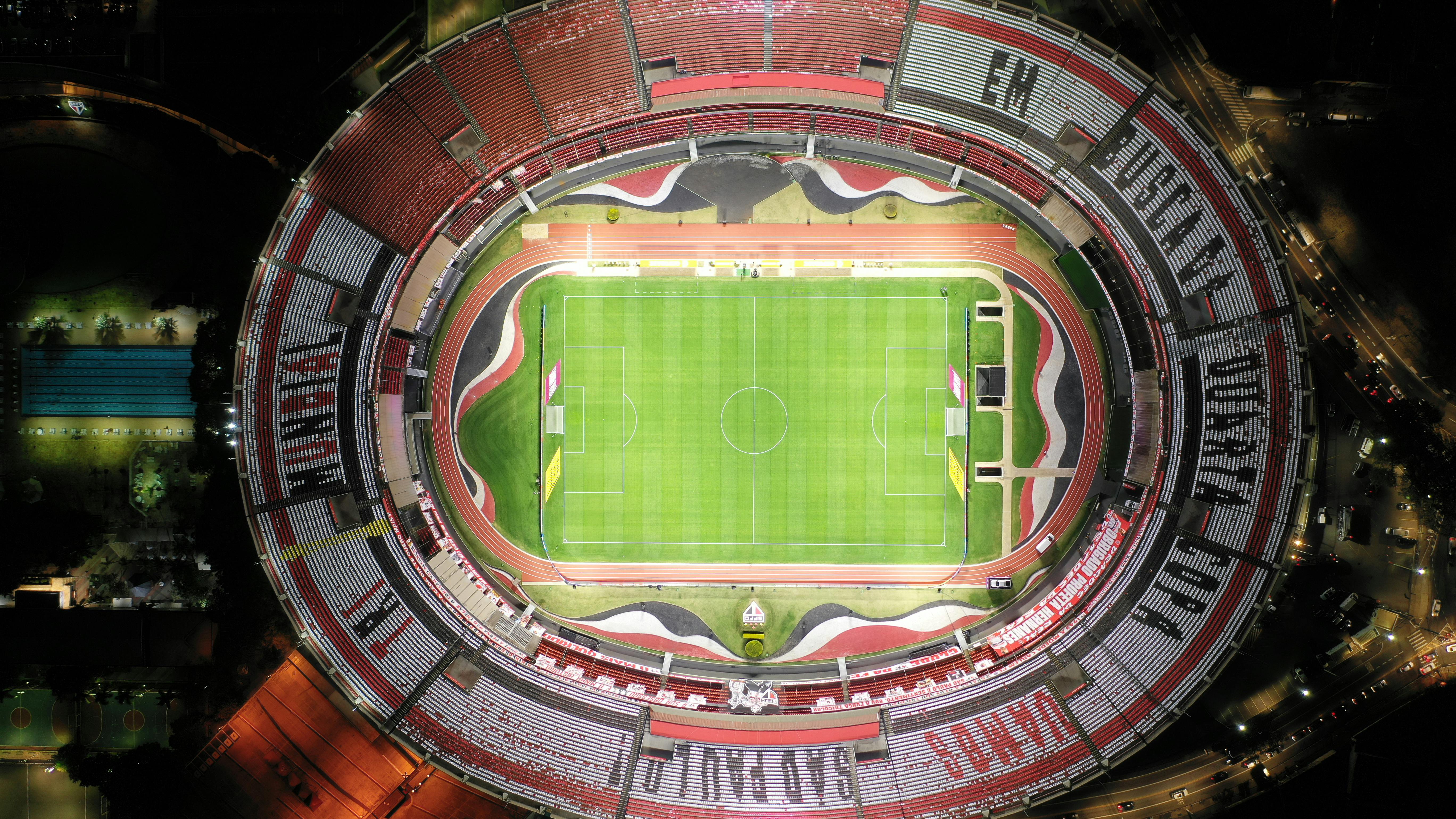 aerial view on football stadium