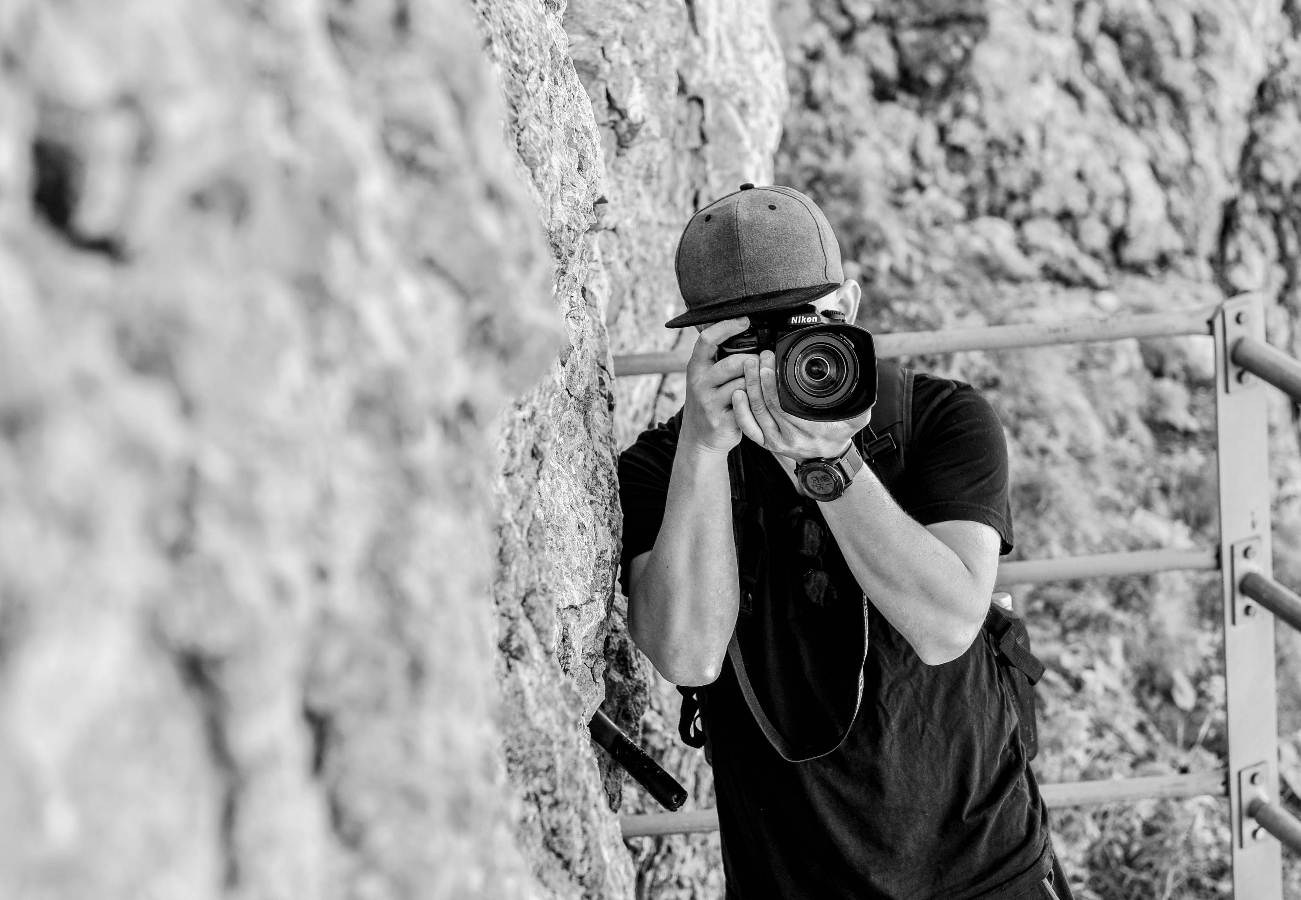 Children climbing on a rock wall