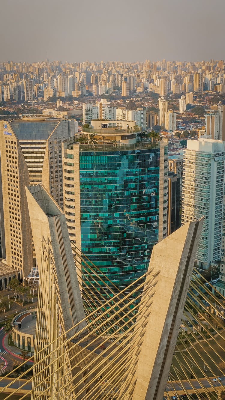 Aerial View Of Downtown District Of City