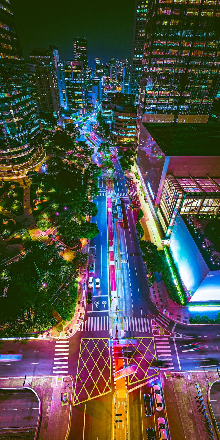 Illuminated City At Night