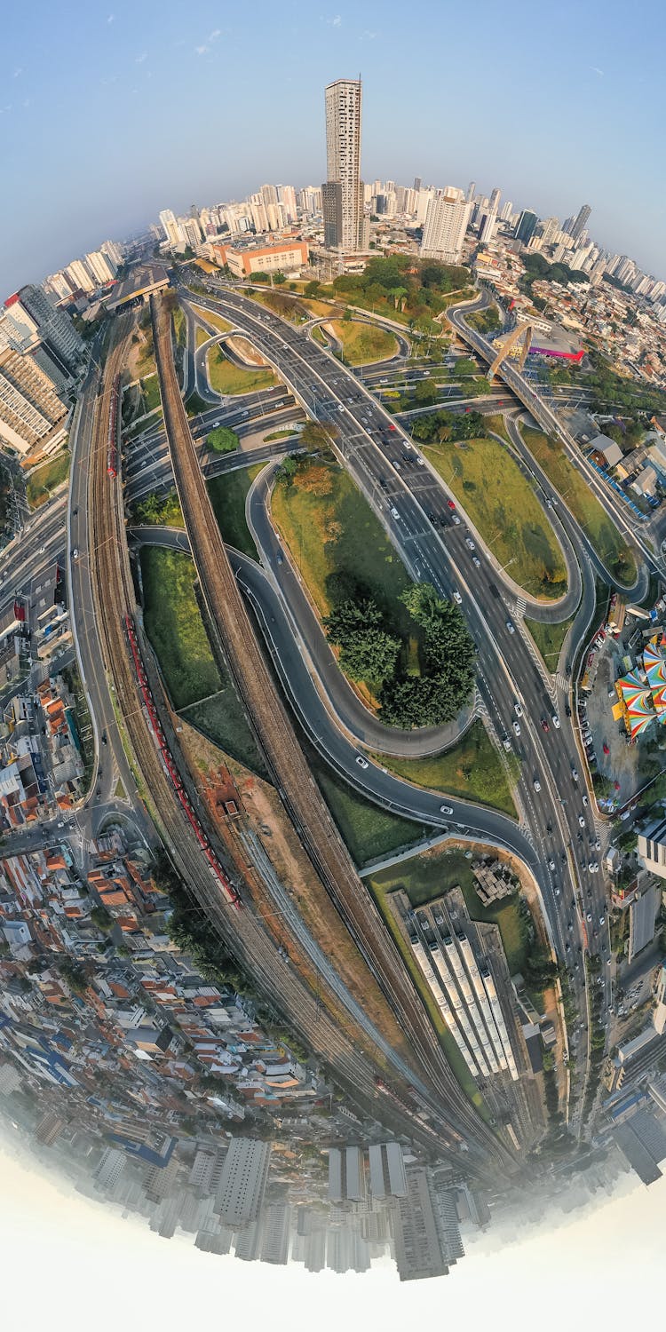 Aerial View Of A City As A Globe