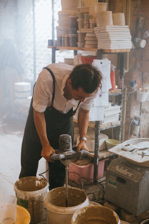 Focused Man making Crockery 