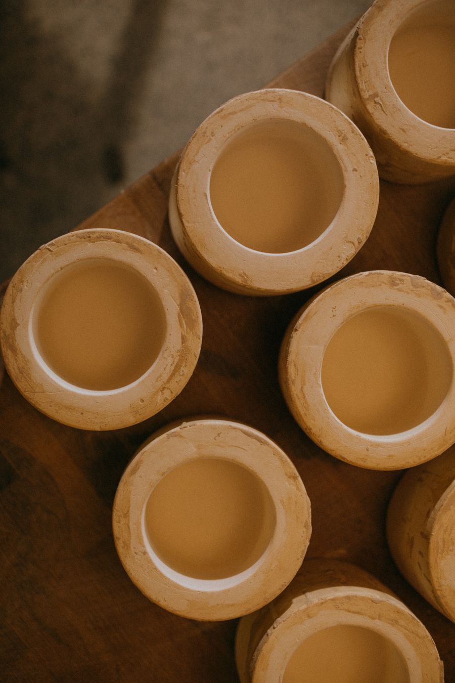 Set of swirled reactive-glaze ceramic bowls