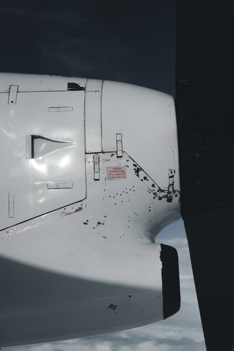 Close-up Of An Airplane Wing And Turbine 