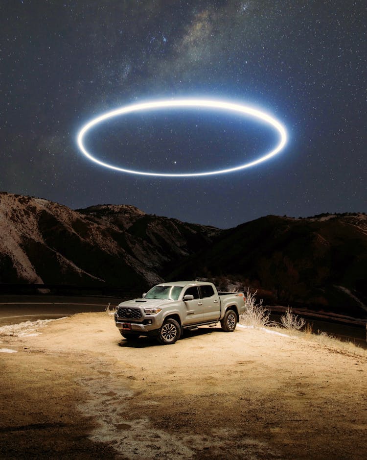 Toyota Pickup Truck With A Circle Light Painting