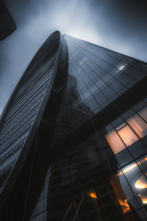 Low Angle Shot of a High-rise Glass Building 