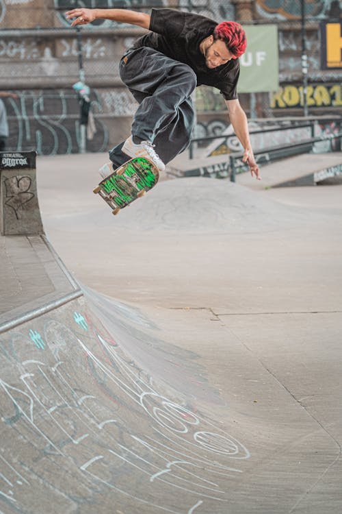 A Man Skateboarding 