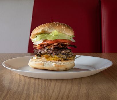 On White Bun 1 Large Patty Cheeseburger