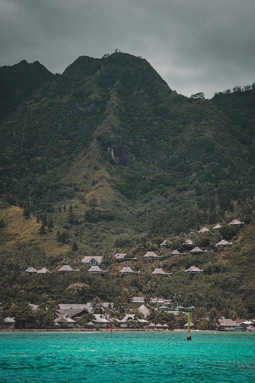 Houses at the Foot of the Mountain Near Sea