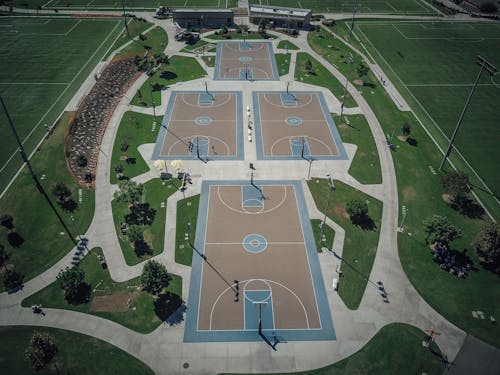 Aerial View of Basketball Court