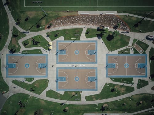 Aerial View of Basketball Court