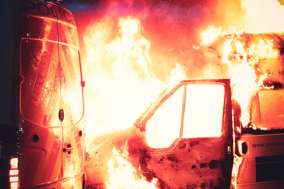 Close Up Shot of a Burning Car