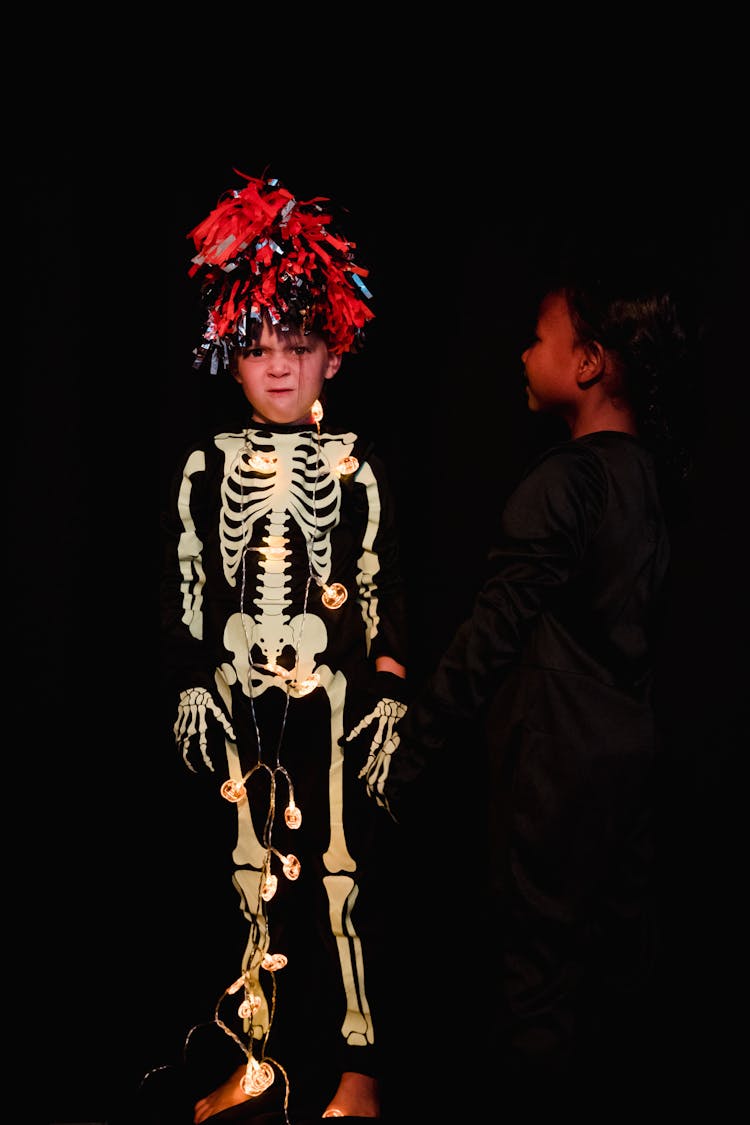 Boy Dressed Up As Skeleton