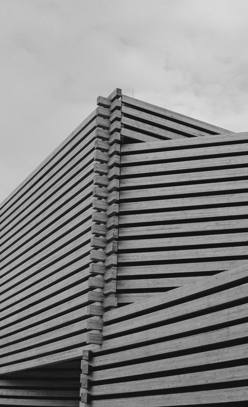 Free Monochrome image of geometric architectural design with concrete structure. Stock Photo
