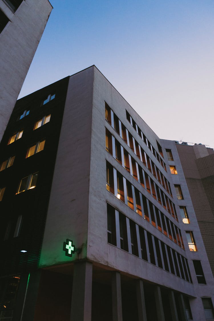 Low Angle Shot Of A Hospital Building