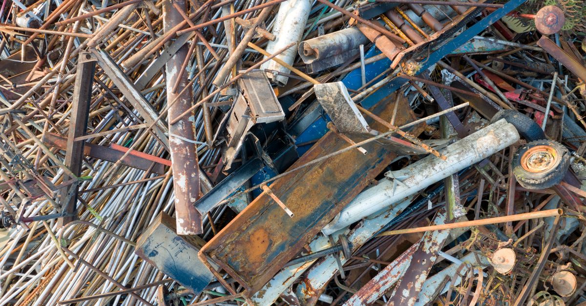 An intricate aerial shot of a metal scrap pile in Saint Charles, MN, USA.