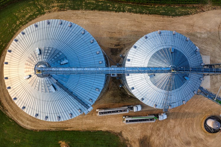 An Aerial Shot Of Silos