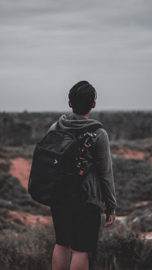 Free Photo of a Man Wearing Black Backpack Stock Photo