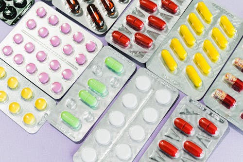 Free Variety of Medicines on Blister Packs Stock Photo