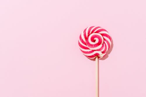 Free White and Pink Striped Lollipop Stock Photo