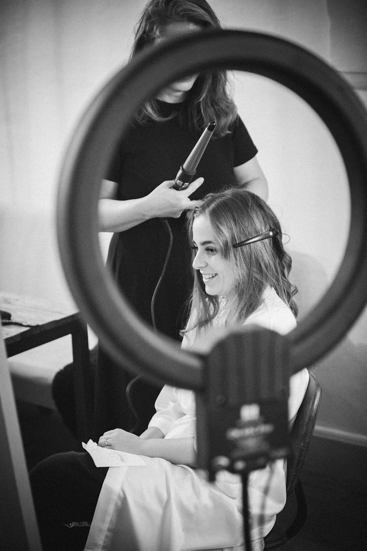 Woman Having Hairstyle In Saloon