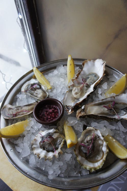 Free stock photo of lemon, oysters, seafood