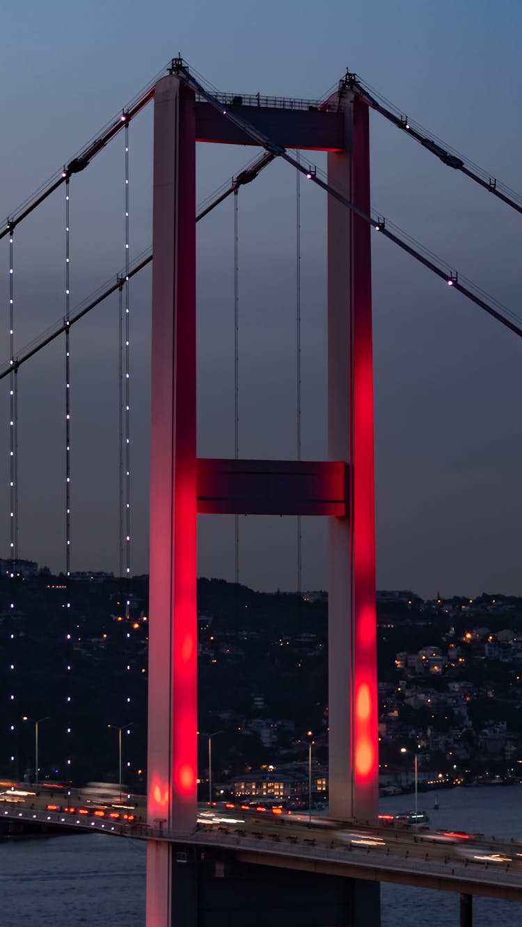 Bosphorus Bridge In Istanbul, Turkey During Night Time