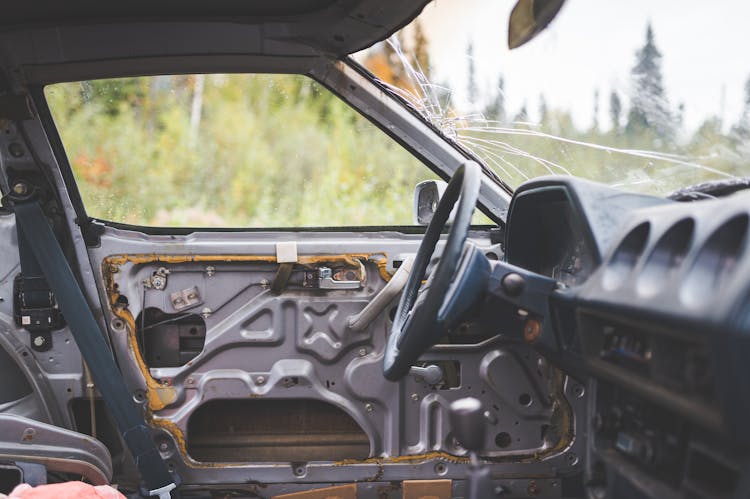 Old Abandoned Broken Car Interior