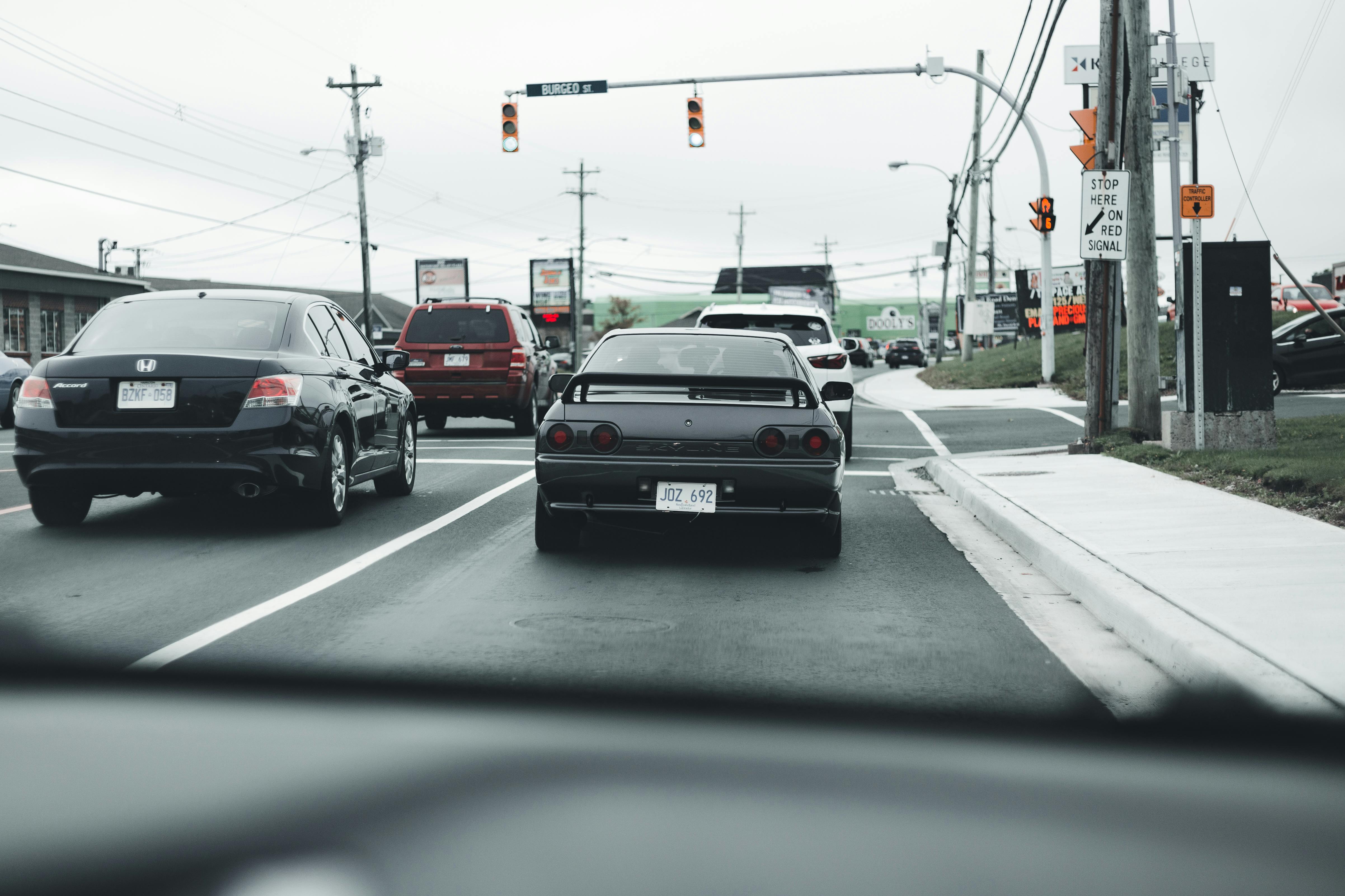 Pole-mounted license plate reader camera by a highway