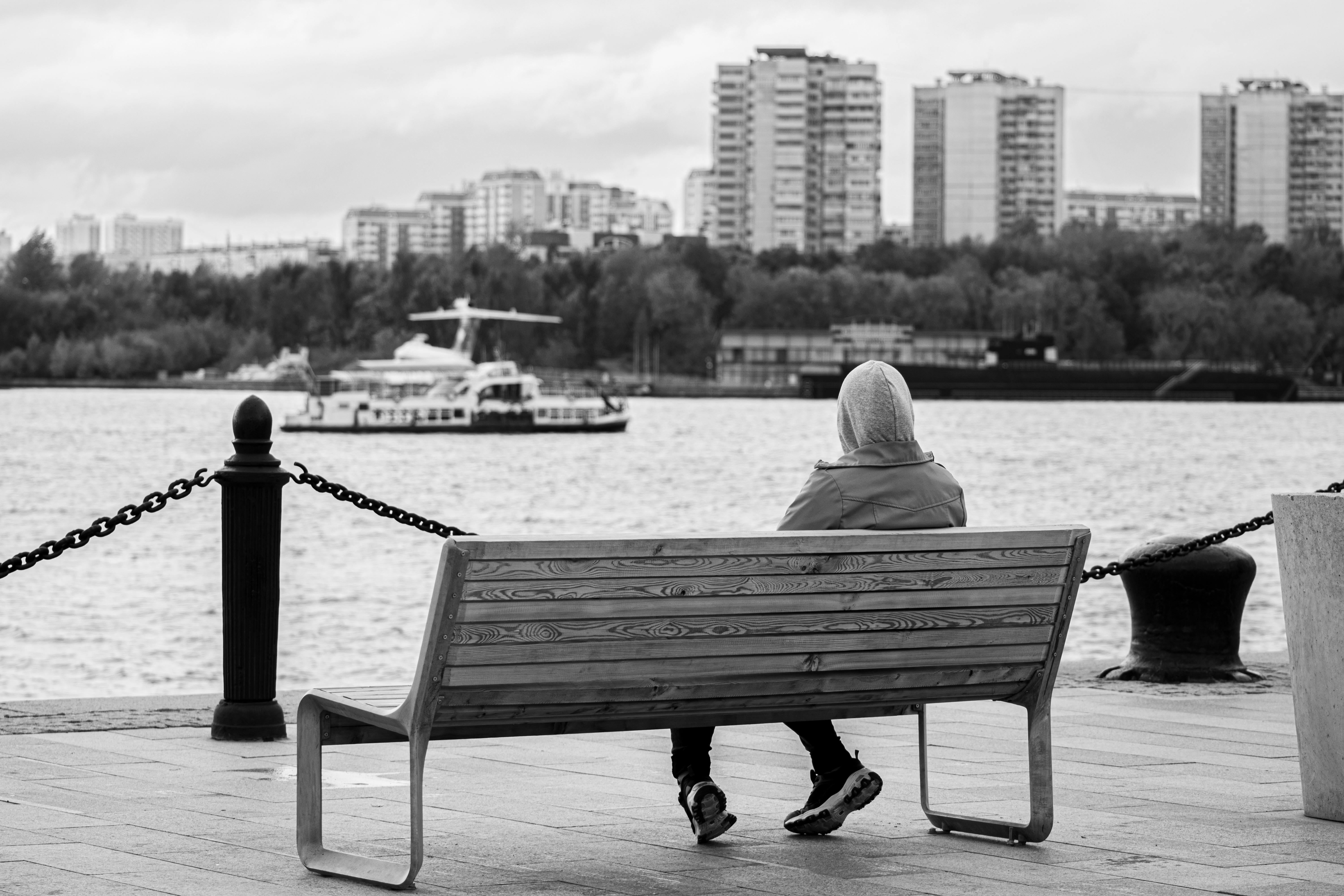 A Lonely Man Sitting on the Bench · Free Stock Photo