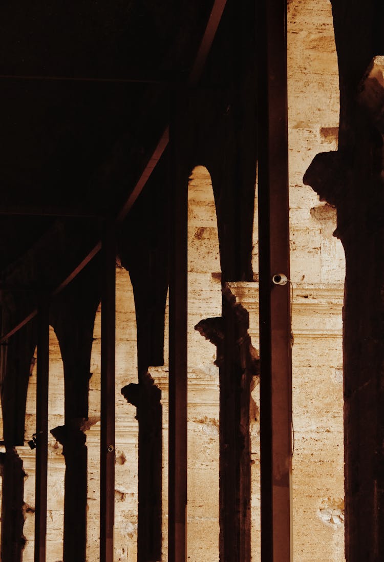 Close-up Of Classical Architecture Colonnade And Arches 