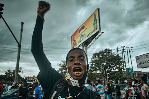 A Man Shouting in the Rally