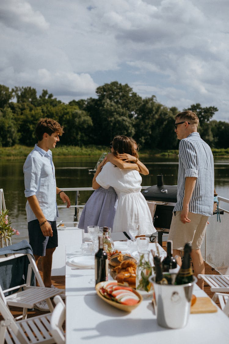 Friends Greeting Each Other