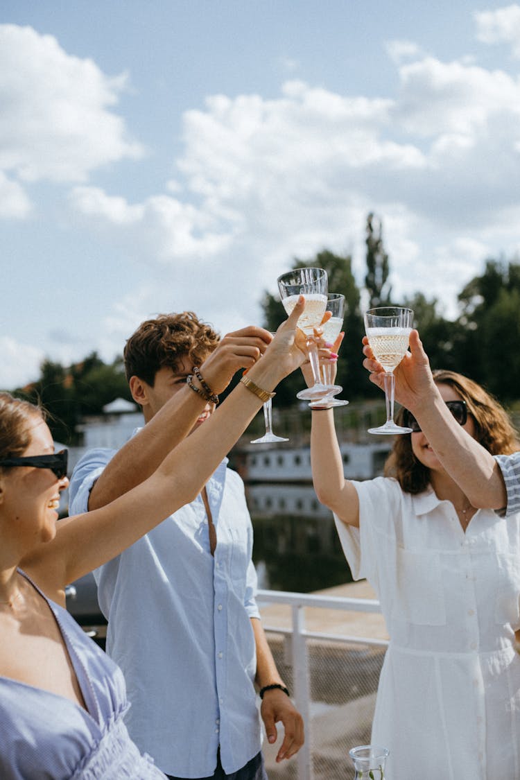 Friends Toasting Their Champagne Glasses