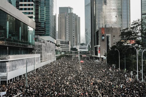 Free A Crowd of People on the Road Stock Photo