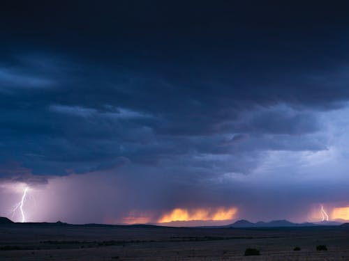 Brown Field Under Dark Clouds