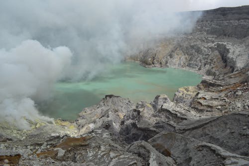 Lake in a Crater of a Volcano