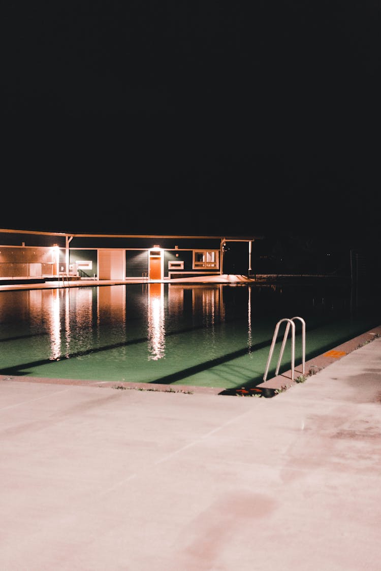 A Swimming Pool At Night