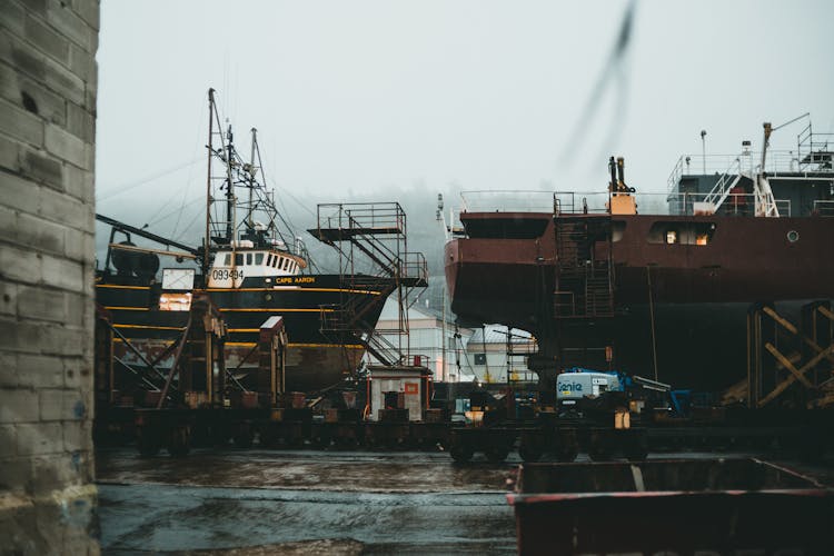 Cargo Ships In The Shipyard