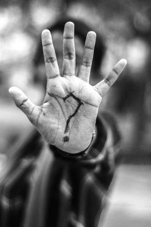 Person With Question Mark on His Palm