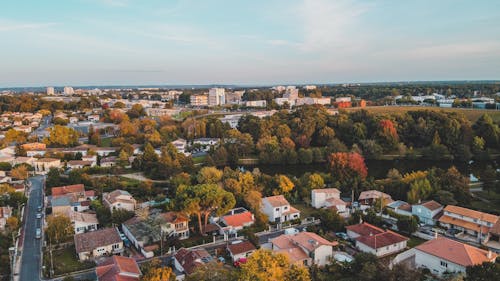 Drone Shot of Houses Near a Body of Water