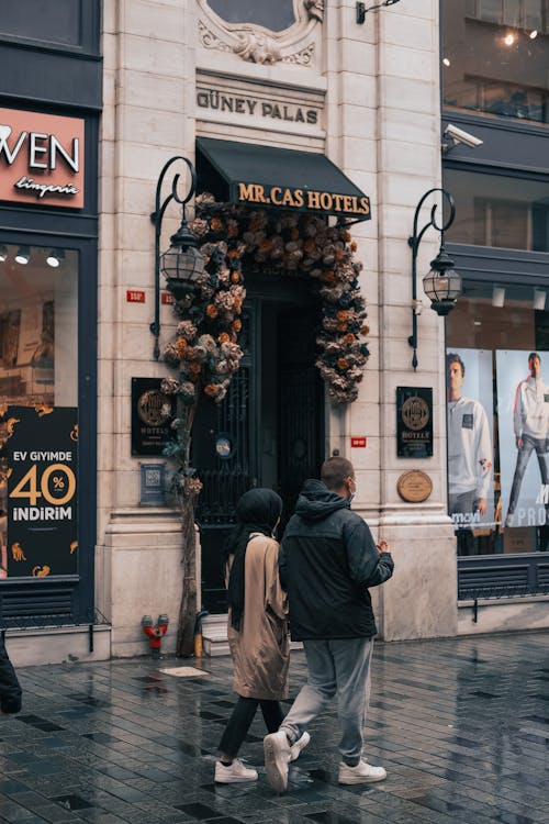 People Walking on Sidewalk