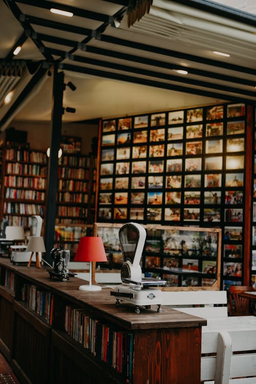 View inside of library with antiques